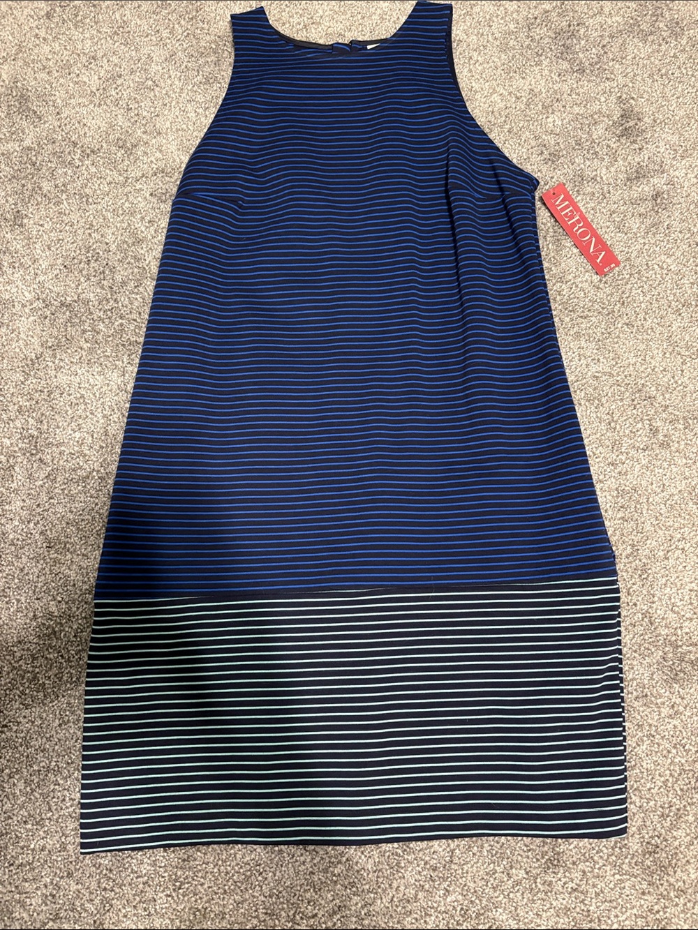 Merona Navy and White Striped Asymmetrical Dress
